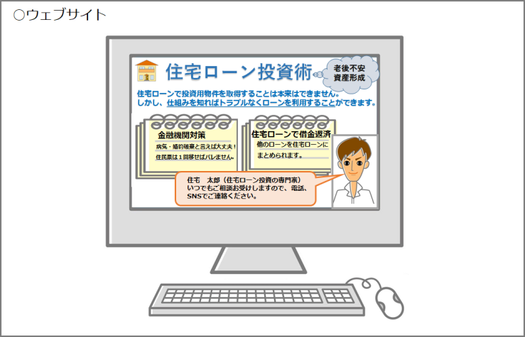 ウェブサイトにおける悪質な勧誘のイメージ